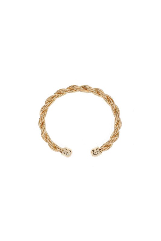 Örgü Desenli Gold Bileklik Standart Renk - 3