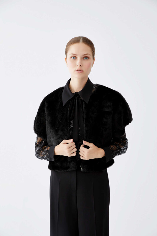  Zipper Detailed Vest Black - Roman