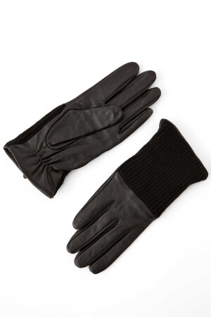 Leather Look Gloves Black - Roman
