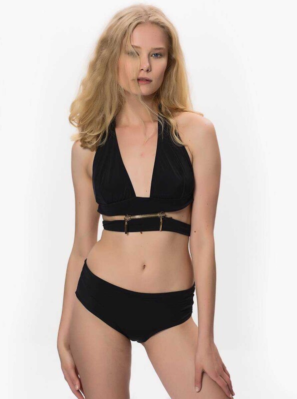 Boyun Askılı Bikini Üstü Siyah - Roman