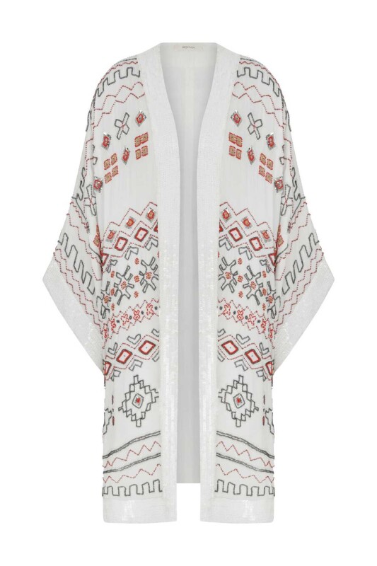 İşlemeli Abiye Kimono Standart Renk - 4