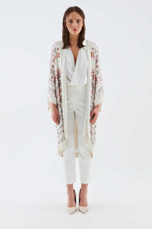 İşlemeli Abiye Kimono Standart Renk - 1