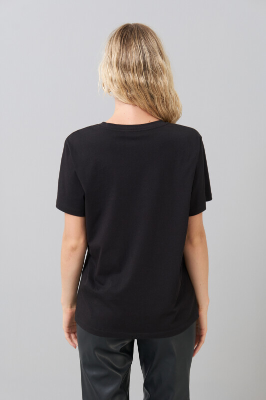 Basic Bisiklet Yaka T-shirt Siyah - Roman (1)