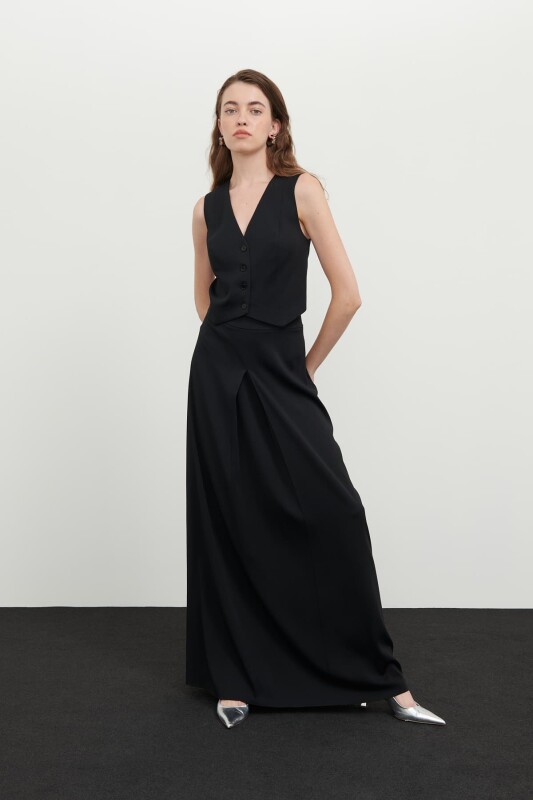 Crep Viscon A Pile Maxi Etek Siyah - Roman