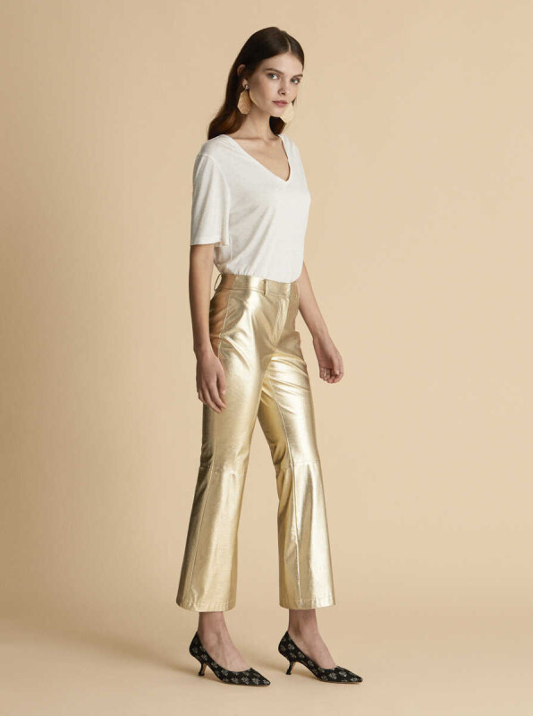 Kısa Paçalı Kadın Pantolon Gold - 4