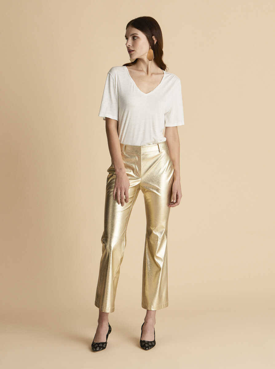 Kısa Paçalı Kadın Pantolon Gold - 1