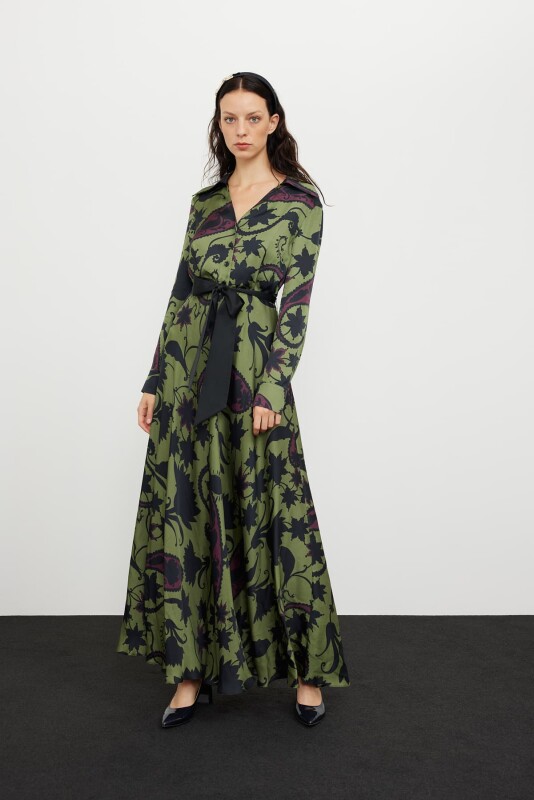 Waist Belted Maxi Dress Original - Roman