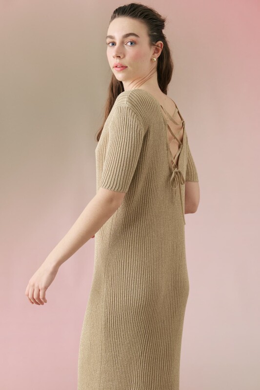 Triko Midi Elbise Gold - Roman (1)