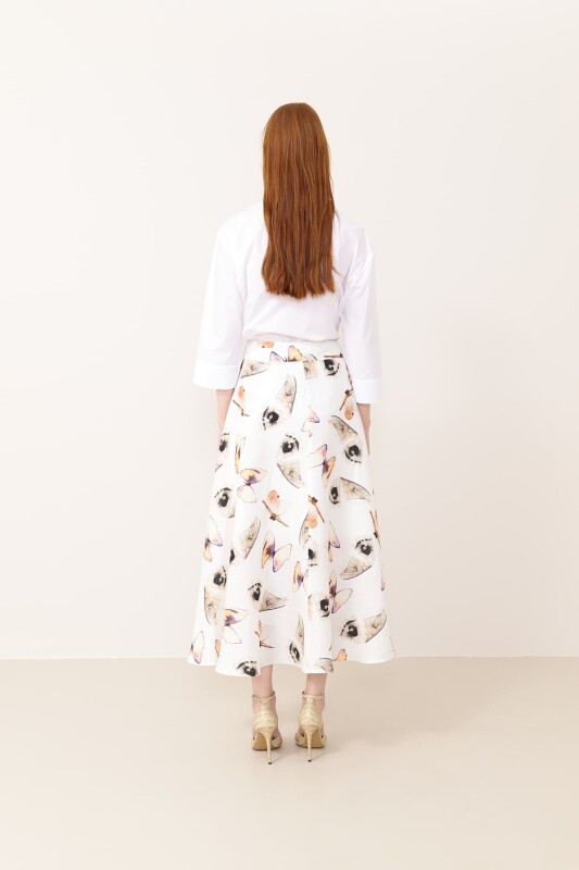 Double Breasted Midi Length Linen Skirt Original - Roman (1)