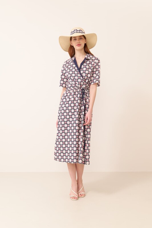 Patterned Poplin Midi Dress Original - Roman