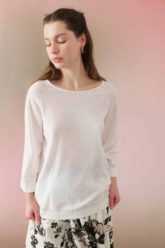 Three Quarter Sleeve Knitwear Ecru - Roman