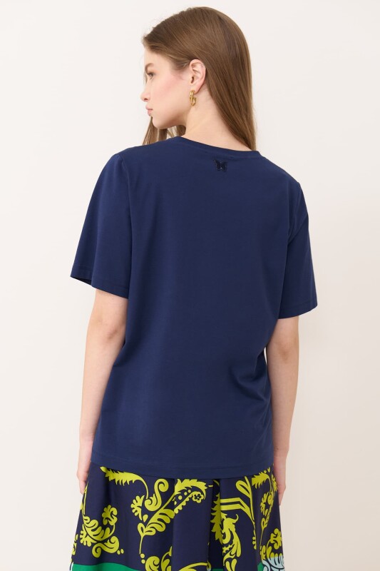 V Yaka T-shirt Lacivert - Roman (1)