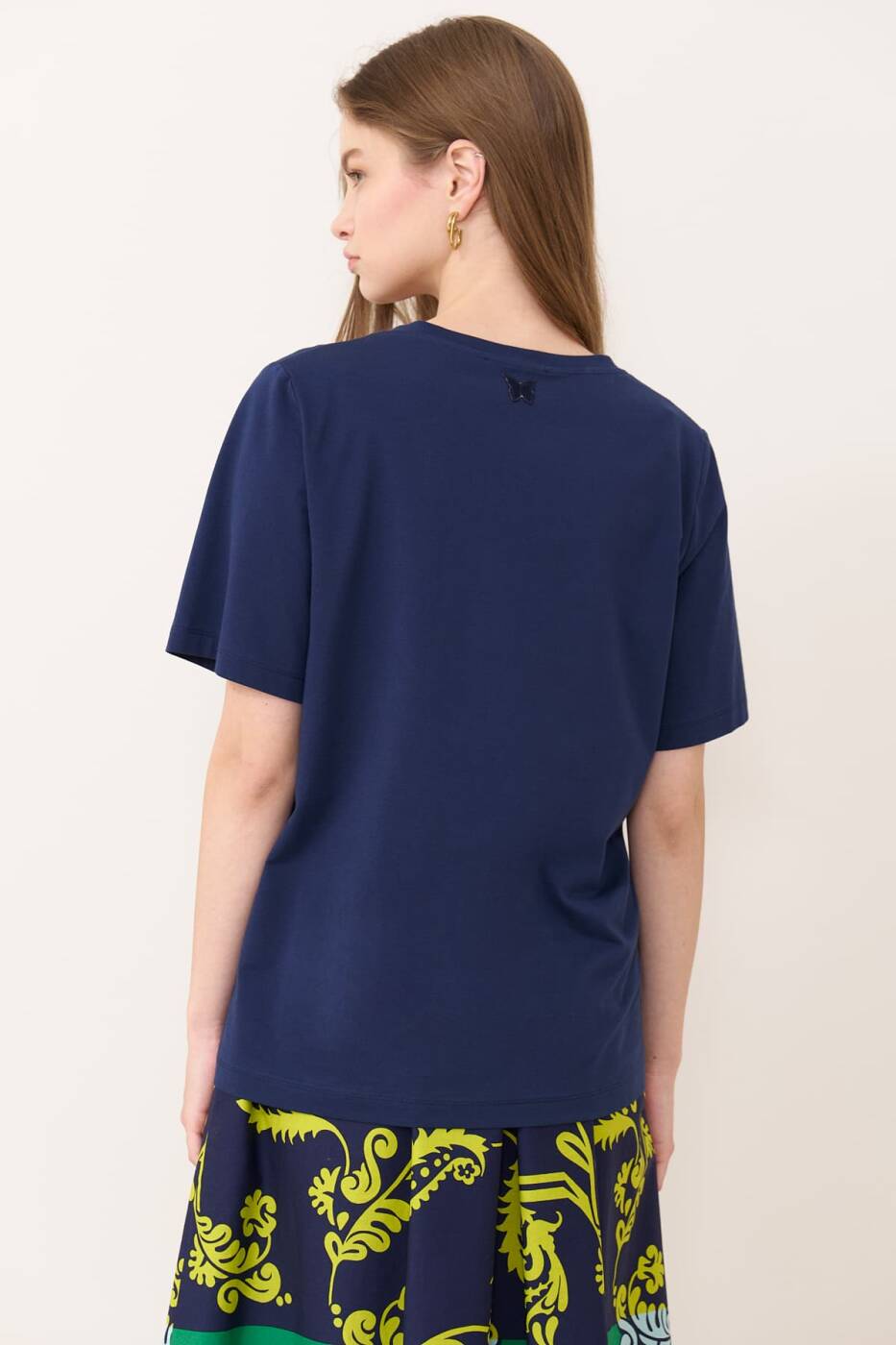 V Yaka T-shirt Lacivert - 2