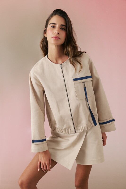 Beli Lastikli Bomber Bej - Roman