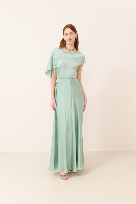 Satin Maxi Dress Green - Roman