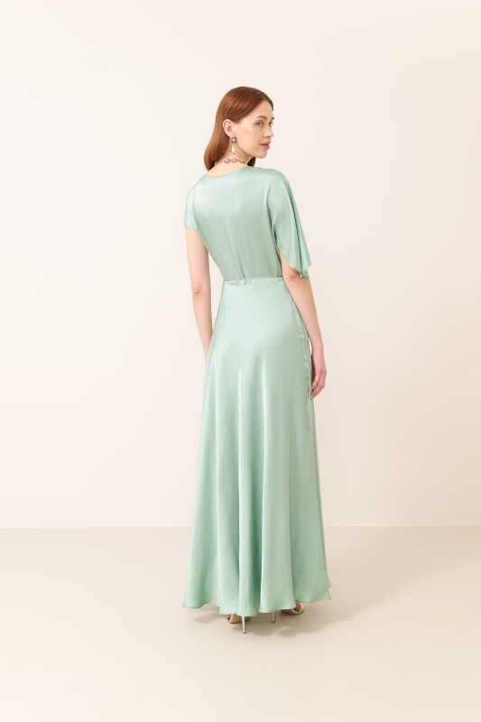 Satin Maxi Dress Green - Roman (1)