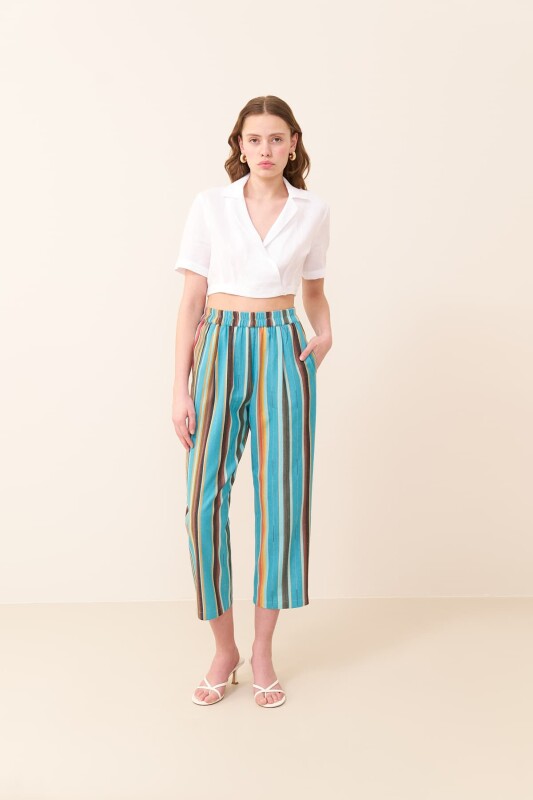 Elastic Waist Striped Trousers Original - Roman