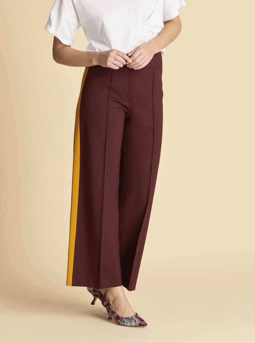 Şerit Detaylı Kadın Pantolon Bordo - 3