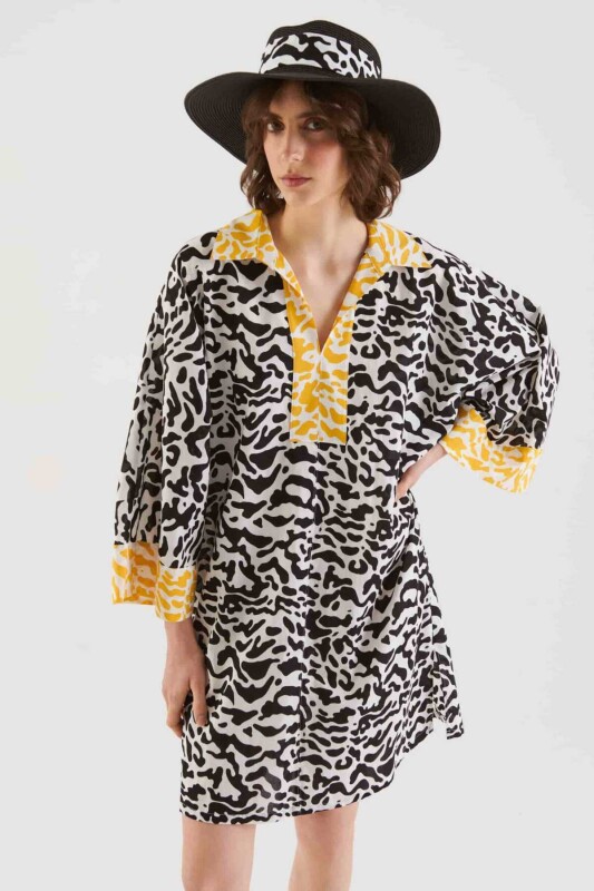 Yakalı Zebra Desenli Tunik Standart Renk - Roman