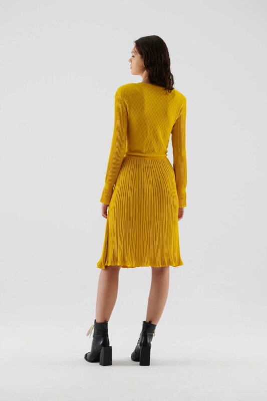  Patterned Knitwear Dress Yellow - Roman (1)
