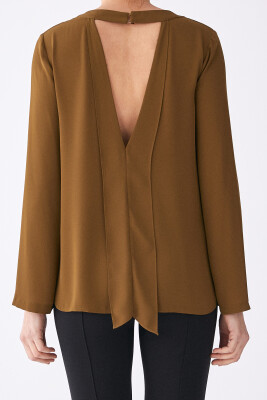 Sırt Dekolteli Bluz Olive - 2