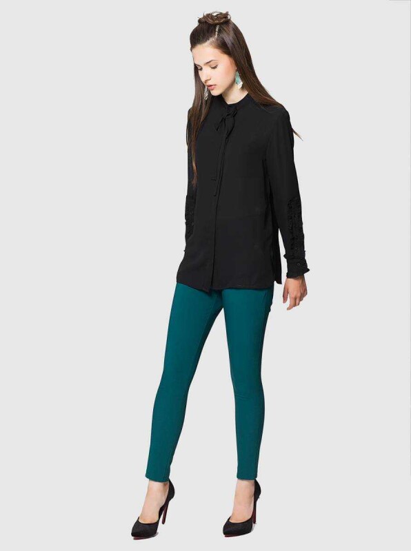 Cep Detaylı Skinny Kadın Pantolon Yeşil - 3