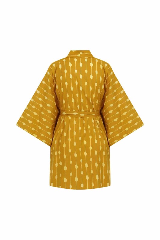Kuşaklı Desenli Kimono Standart Renk - 4