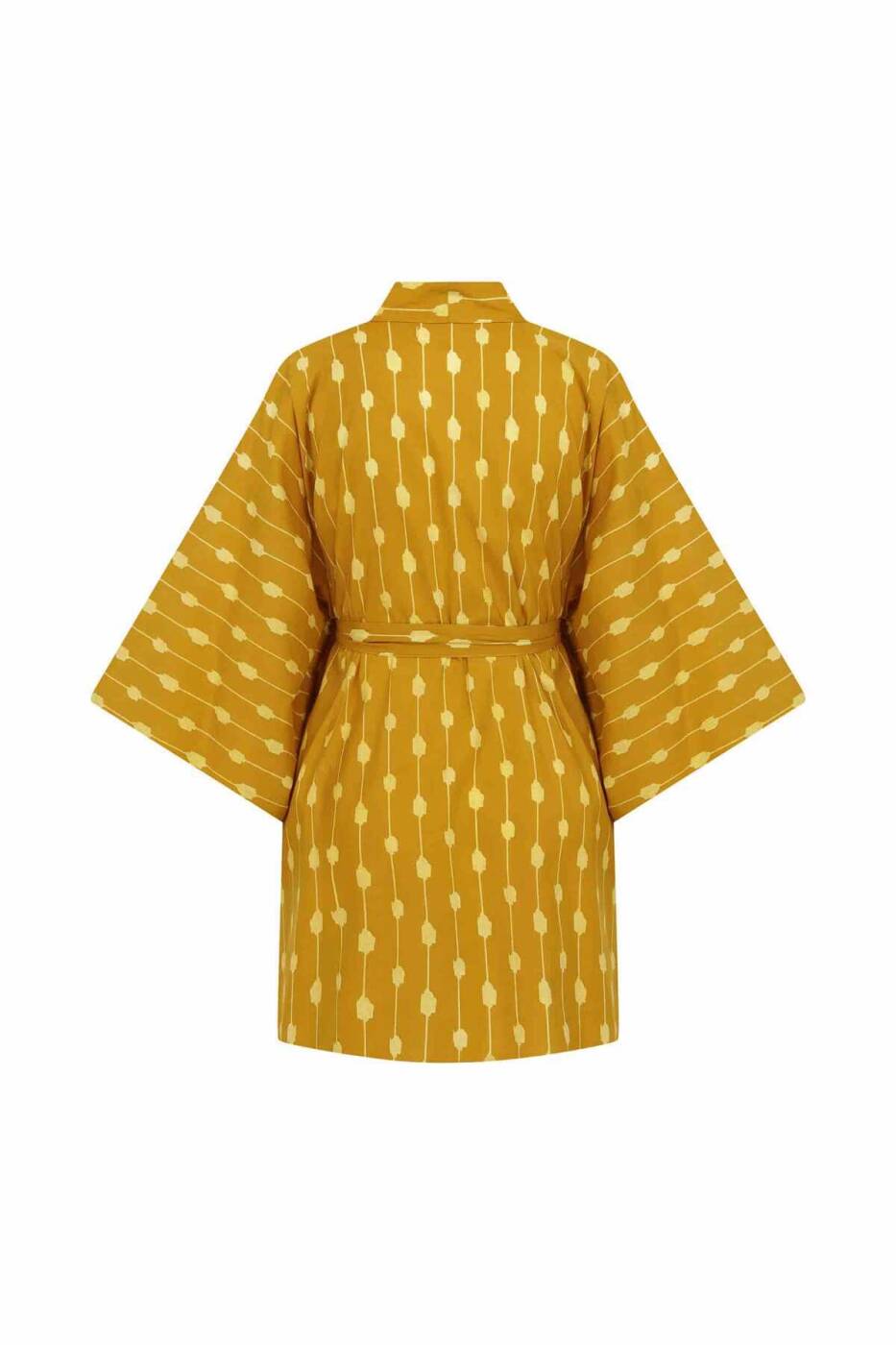 Kuşaklı Desenli Kimono Standart Renk - 4