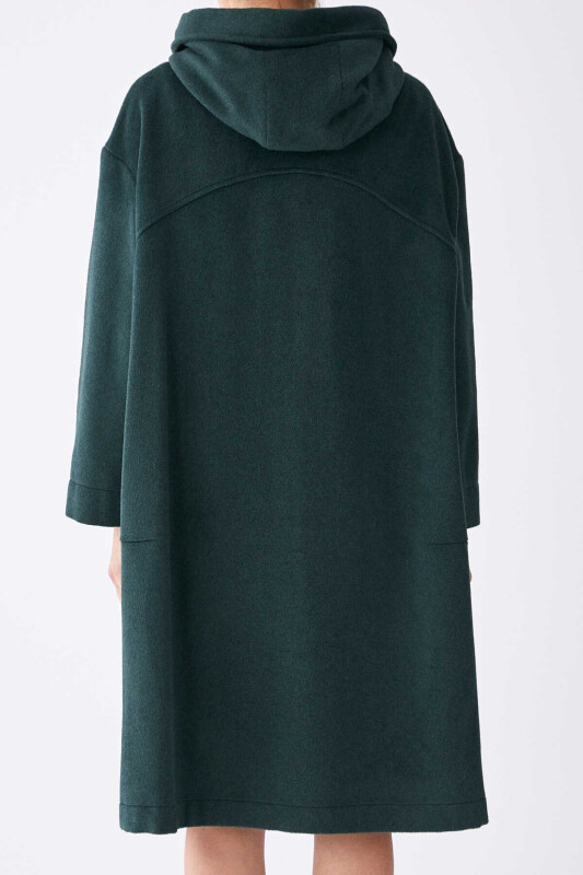 Belt Detailed Hooded Coat Green - Roman (1)