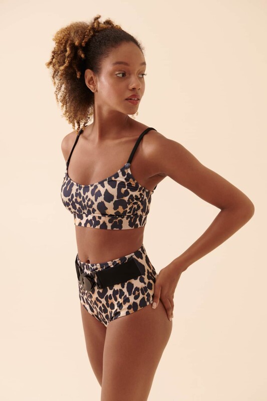 Kemerli Leopar Desenli Bikini Leopar - Roman