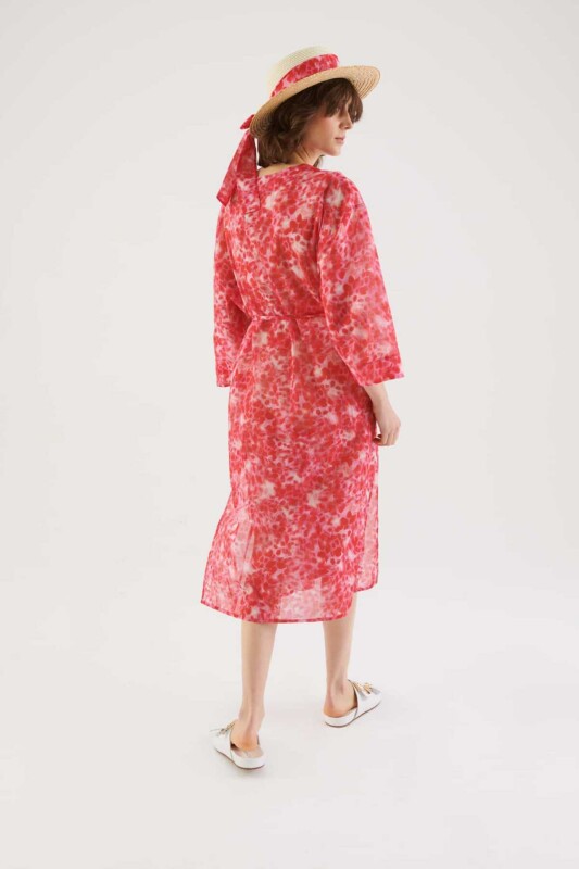 Belden Bağlamalı Desenli Kimono Standart Renk - Roman (1)