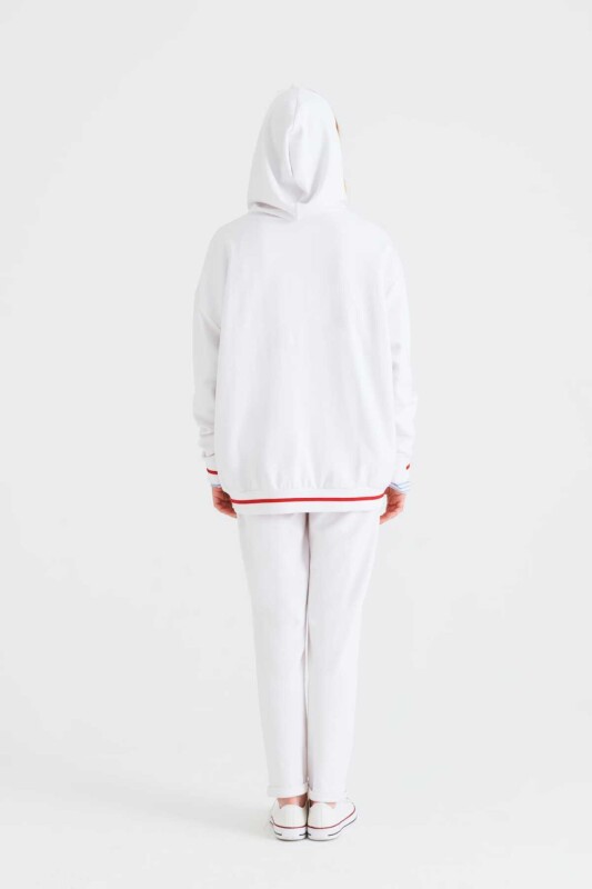 Kapüşonlu Kadın Sweatshirt Beyaz - 2