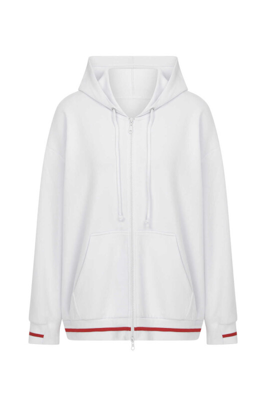 Kapüşonlu Kadın Sweatshirt Beyaz - 4