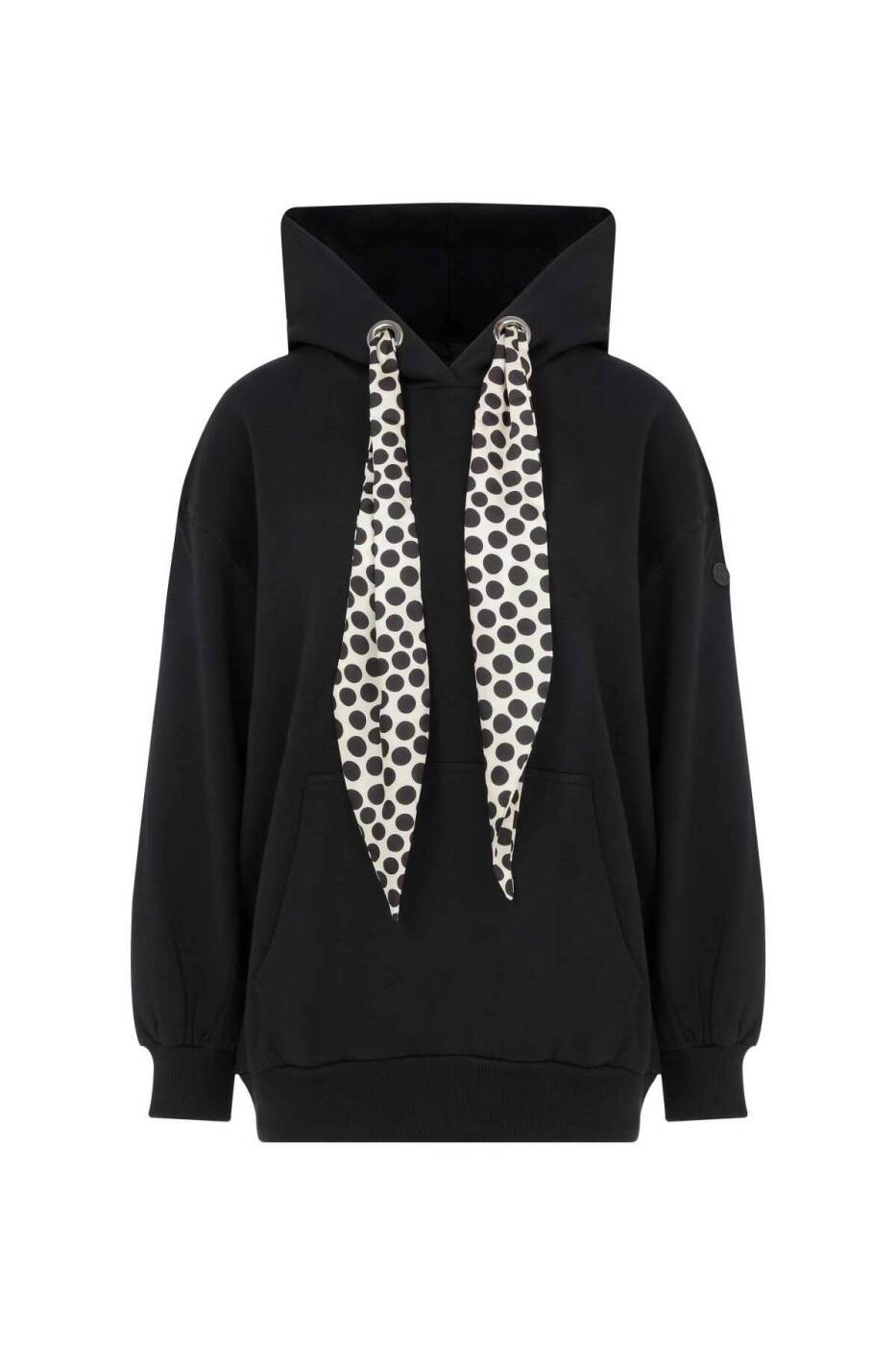 Puantiye Fularlı Sweatshirt Siyah - 4