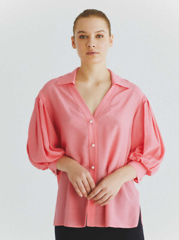 Yarım Kol Bluz Pembe - 4