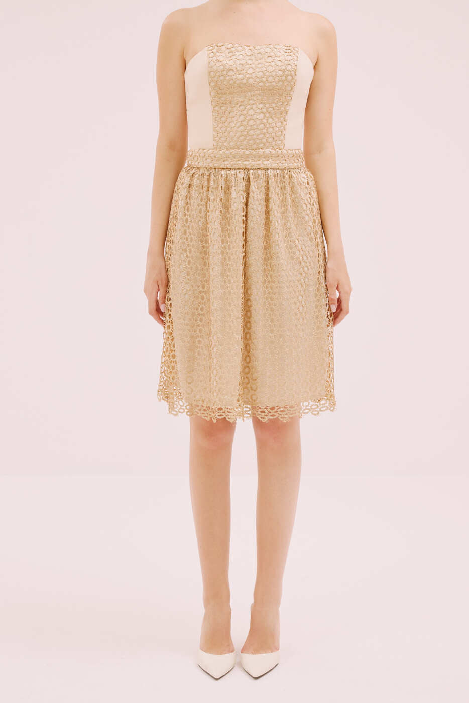 Straplez Mini Elbise Gold - 1