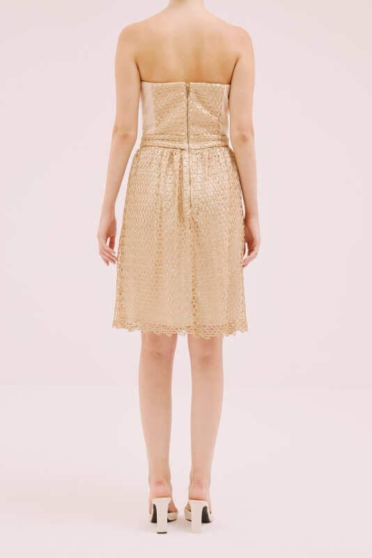 Straplez Mini Elbise Gold - Roman (1)