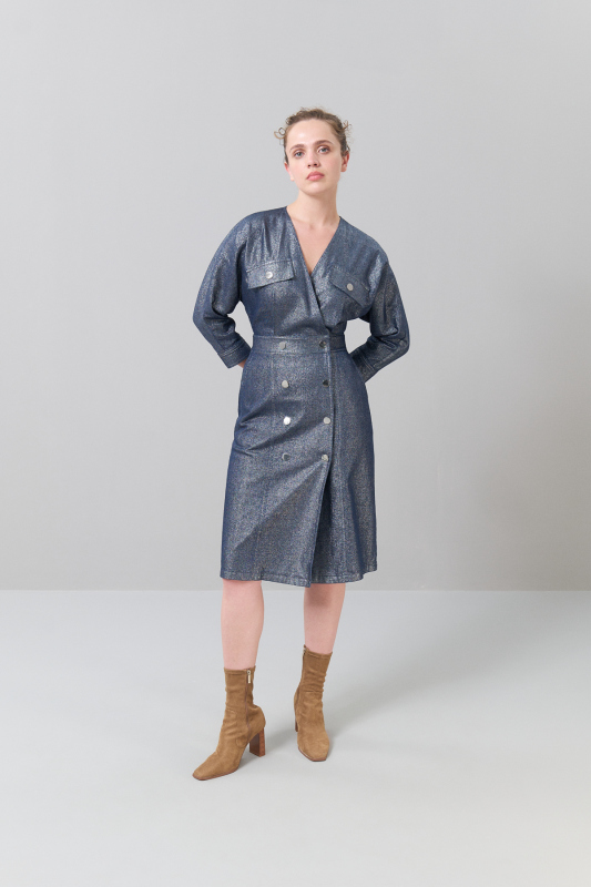 Denim Elbise Lacivert - Roman