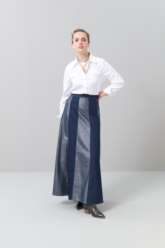 Maksi Boy Denim Etek Lacivert - Roman