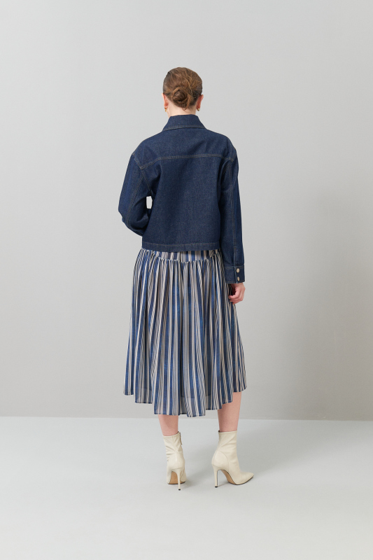 Fermuarlı Denim Ceket Lacivert - Roman (1)