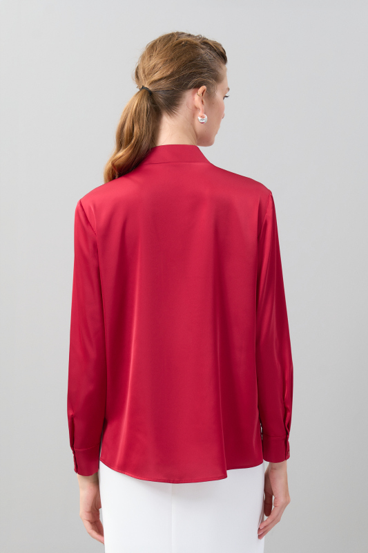 V Yaka Saten Bluz Bordo - Roman (1)