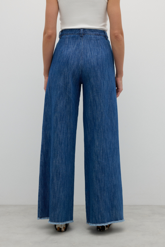 Geniş Paça Denim Pantolon İndigo - Roman (1)