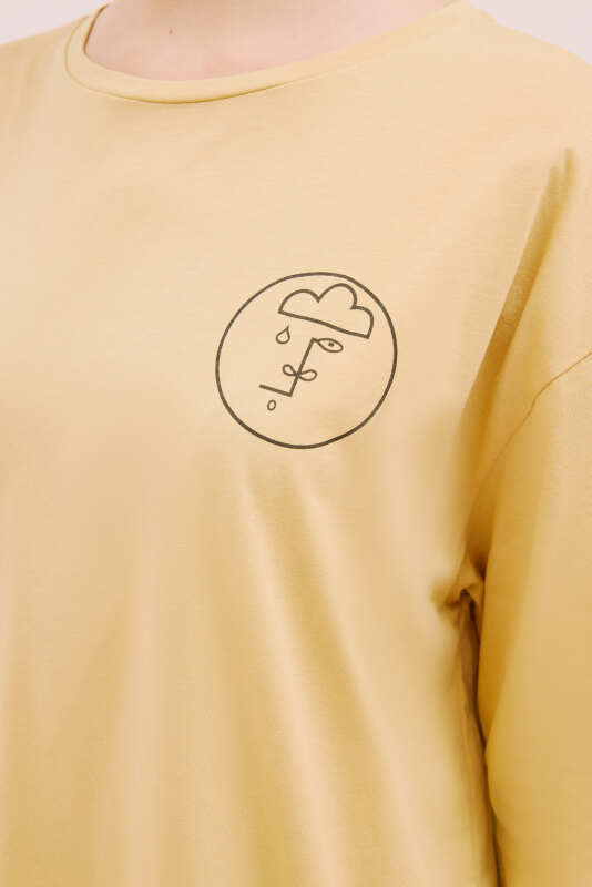Kısa Kol T-shirt Bej - 3