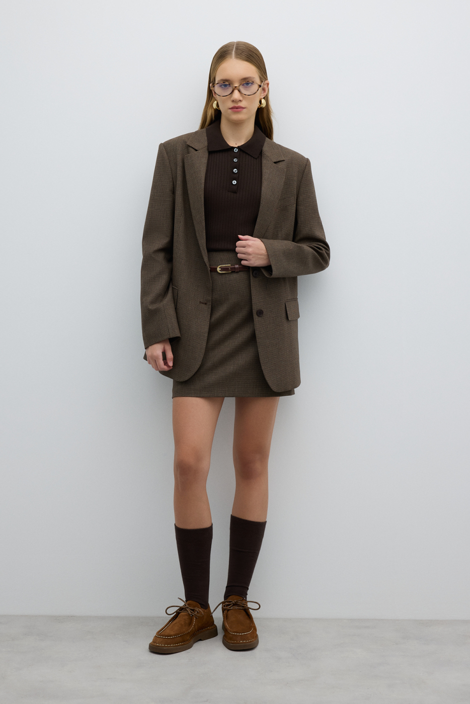 Çift Düğmeli Blazer Ceket Kahve - 3