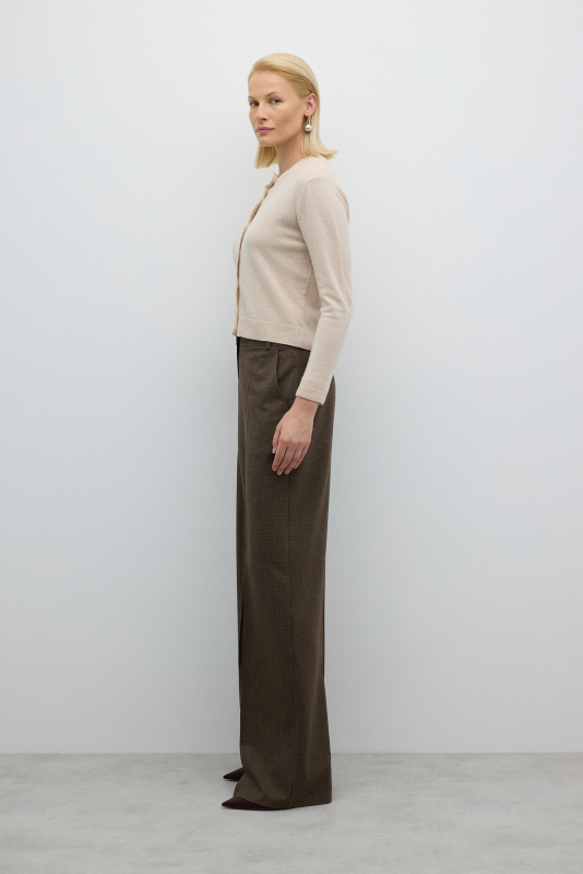 Düz Geniş Paça Pantolon Kahve - 3