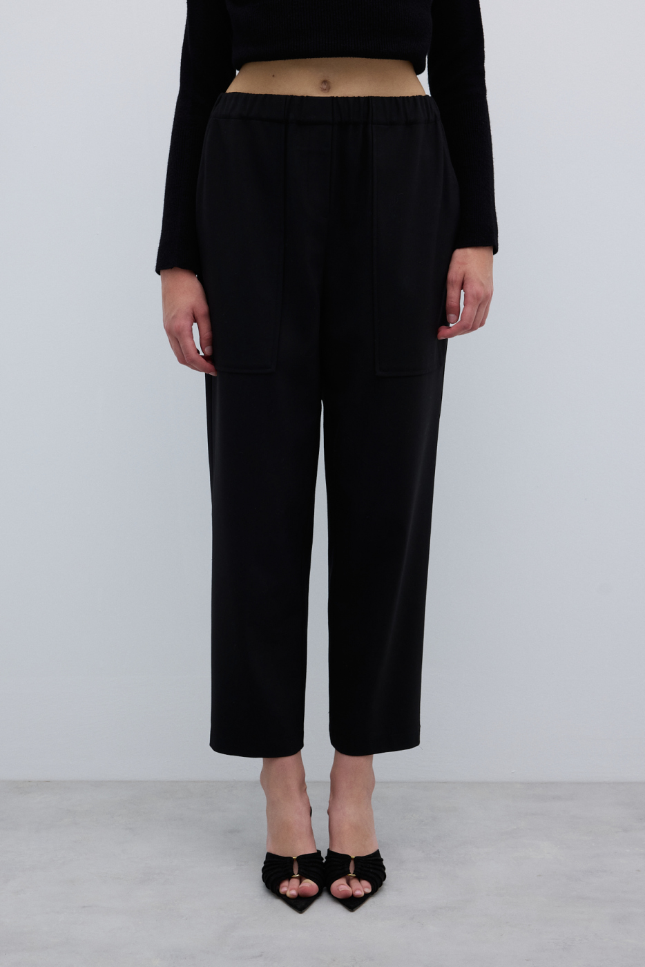 Beli Lastikli Düz Paça Pantolon Siyah - 5