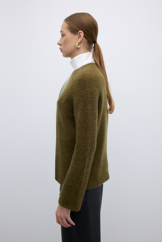 Bisiklet Yaka Triko Olive - 5