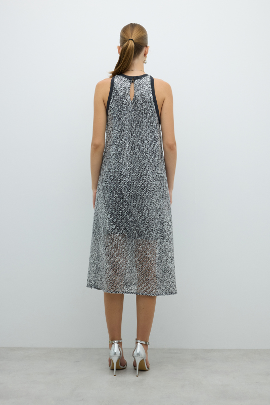 Halter Yaka Midi Boy Elbise Standart Renk - Roman (1)