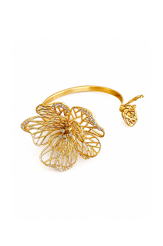 Çiçek Detaylı Bilezik Gold - Roman (1)