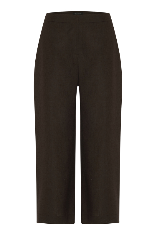 Geniş Paça Keten Pantolon Kahve - 4